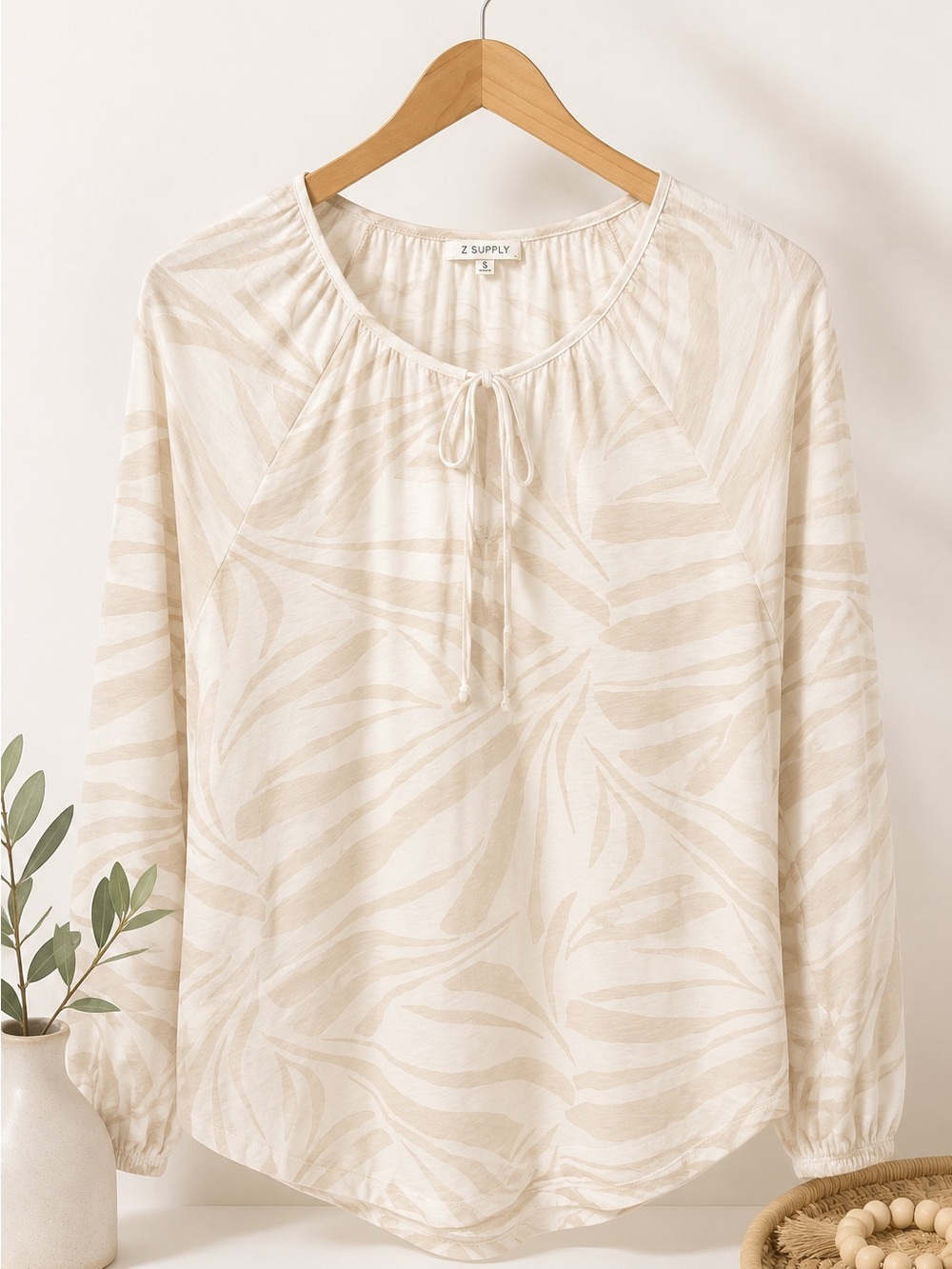 Z Supply 100% Cotton Palm Print Tie Top (369)